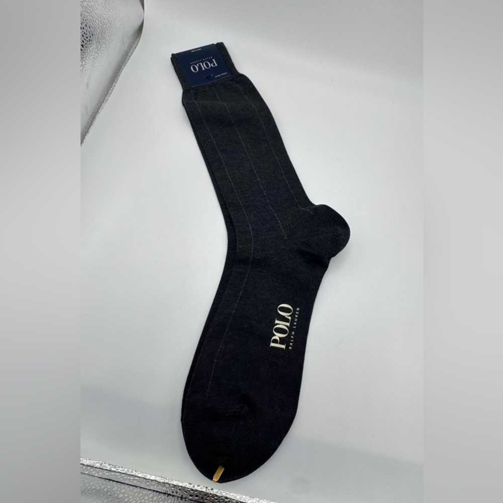 Polo by Ralph Lauren Men's Pinstripe Dark Gray Dress Socks